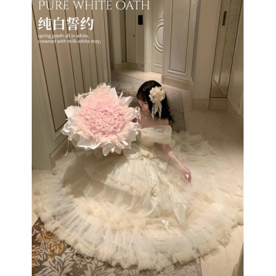 Peach White Tea Pure White Oath JSK and FS(Reservation/Full Payment Without Shipping)